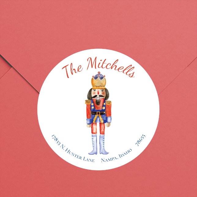 Nutcracker-julreturadressetikett Runt Klistermärke (Skapare uppladdad)