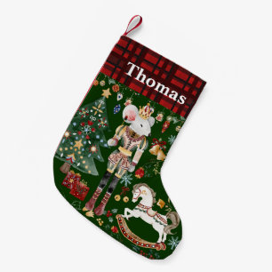 Nutcracker Kung Ballet Vintage Red Gingham Liten Julstrumpa