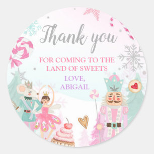 Nutcracker Land of Sweets Girl Birthday Favor Clas Runt Klistermärke