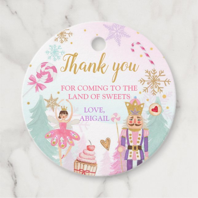Nutcracker Land of Sweets Girl Birthday Gift Gåvor Etiketter (Framsida)