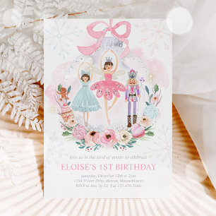 Nutcracker Land Sockerplommon Fairy Rosa Inbjudningar