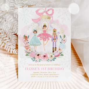 Nutcracker Land Sockerplommon Fairy Rosa Inbjudningar