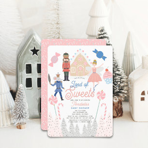 Nutcracker Land Sweets Rosa Baby Shower Inbjudningar
