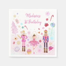 Nutcracker Land Sweets Rosa Guld Birthday Pappersservett