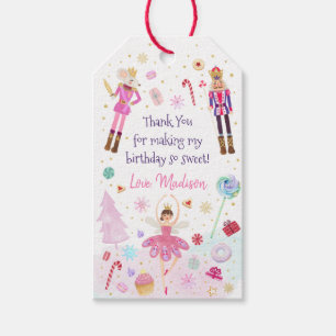 Nutcracker Land Sweets Rosa Guld Birthday Presentetikett