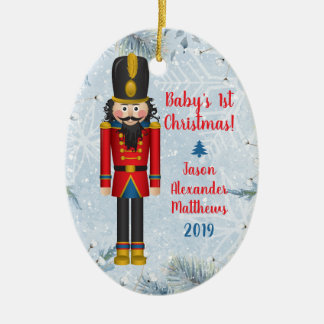 Nutcracker Leksak Soldier Baby Första jul Julgransprydnad Keramik