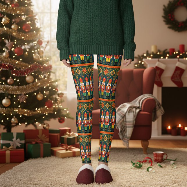 Nutcracker Leksak Soldier jul Helgdag Leggings (These leggings are a fun and comfortable addition to your festive family photos.)