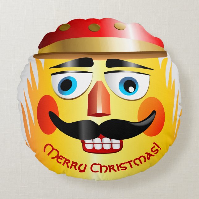 Nutcracker Leksak Soldier Tecknad Round Pillow Pil Rund Kudde (Framsidan)