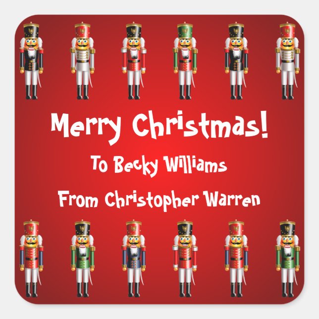 Nutcracker Leksak Soldiers Tecknad  Fyrkantigt Klistermärke (Framsida)