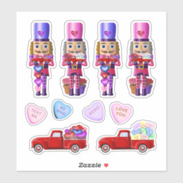 Nutcracker Little Red Lastbil Valentine Stickers Klistermärken