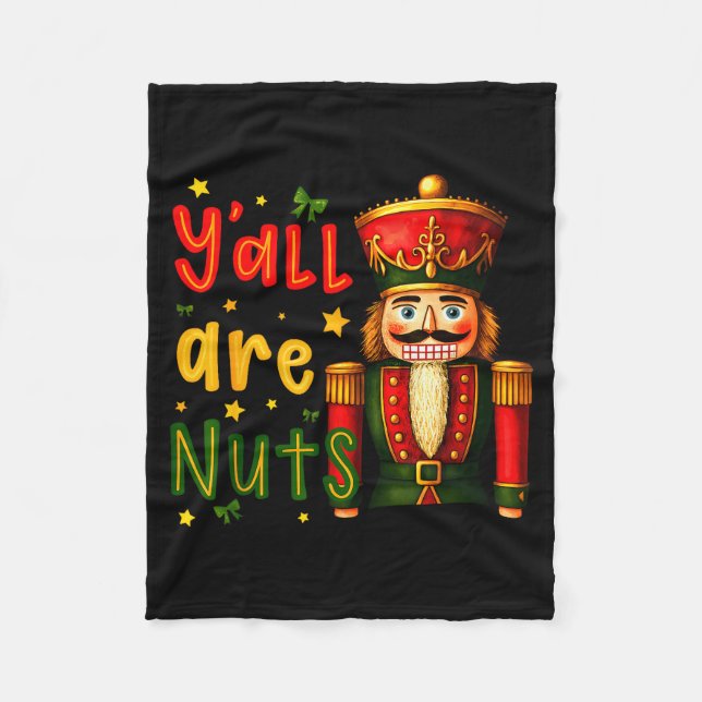 Nutcracker Merry Christmas Funny Xmas Pajamas Y'al Fleecefilt (Framsidan)