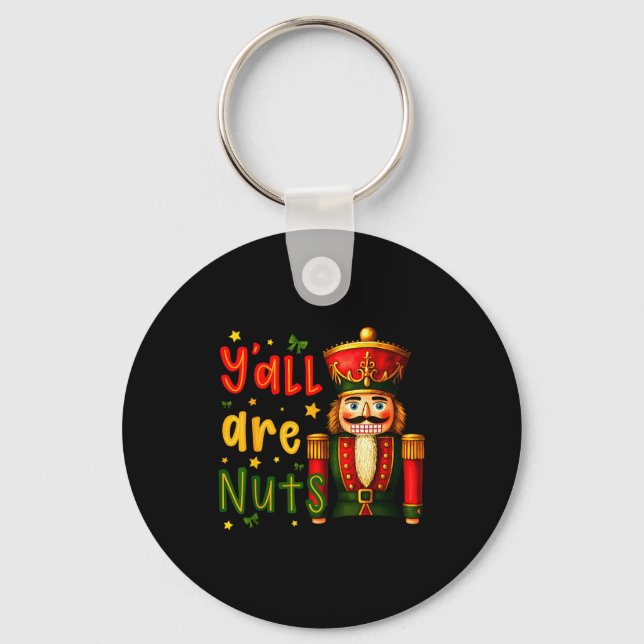 Nutcracker Merry Christmas Funny Xmas Pajamas Y'al Nyckelring (Framsida)