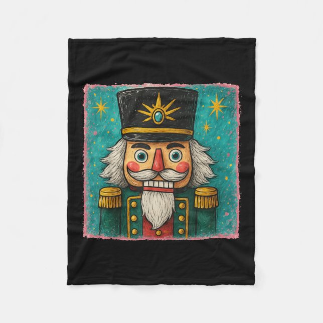 Nutcracker Merry Christmas Men Women Kids Painting Fleecefilt (Framsidan)