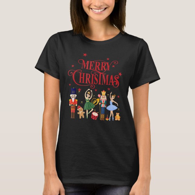 Nutcracker Merry Xmas Sugar Plum Fairy Nutcracker  T Shirt (Framsida)
