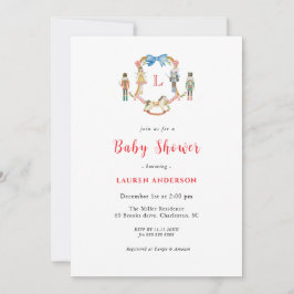 Nutcracker Monogram crest Christmas Baby shower Inbjudningar