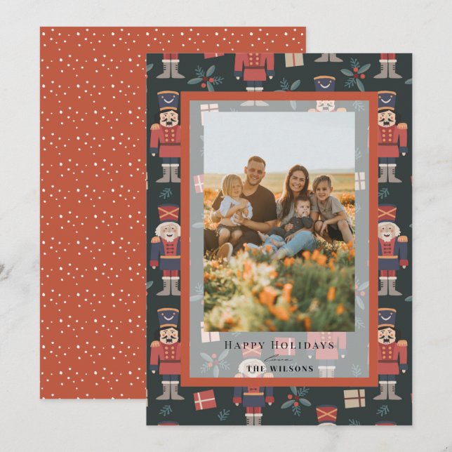 Nutcracker Mönster jul-Helgdag-fotokort Inbjudningar (Fram/baksida)