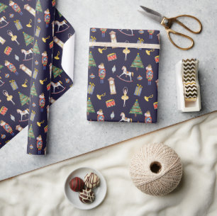 Nutcracker mörk Navy lila christmas Presentpapper