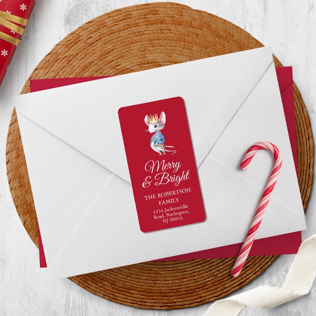 Nutcracker Mouse Christmas Return Address Sticker Adressetikett (Skapare uppladdad)