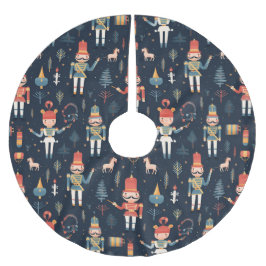 Nutcracker Navy Blue Mönster Julgran Skirt Julgransmatta Borstad Polyester
