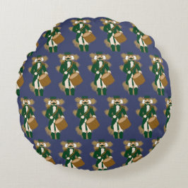 Nutcracker Navy Blue Round Cushion Rund Kudde