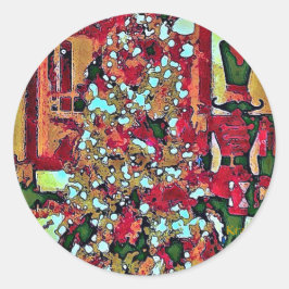 Nutcracker och Julgran Round Stickers Runt Klistermärke