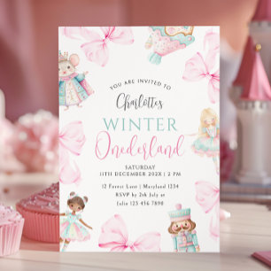 Nutcracker Onederland Girl First Birthday Inbjudningar