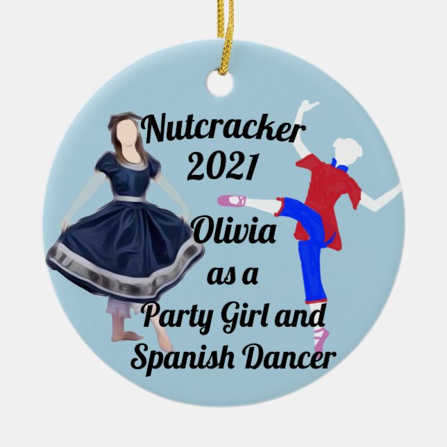 Nutcracker Ornament-China Dancer and Party Girl Gi Julgransprydnad Keramik (Framsidan)