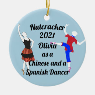 Nutcracker Ornament-Chinese och Spain Dancer Ce Julgransprydnad Keramik