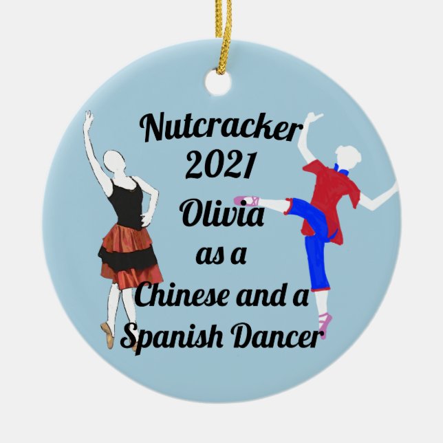 Nutcracker Ornament-Chinese och Spain Dancer Ce Julgransprydnad Keramik (Framsidan)