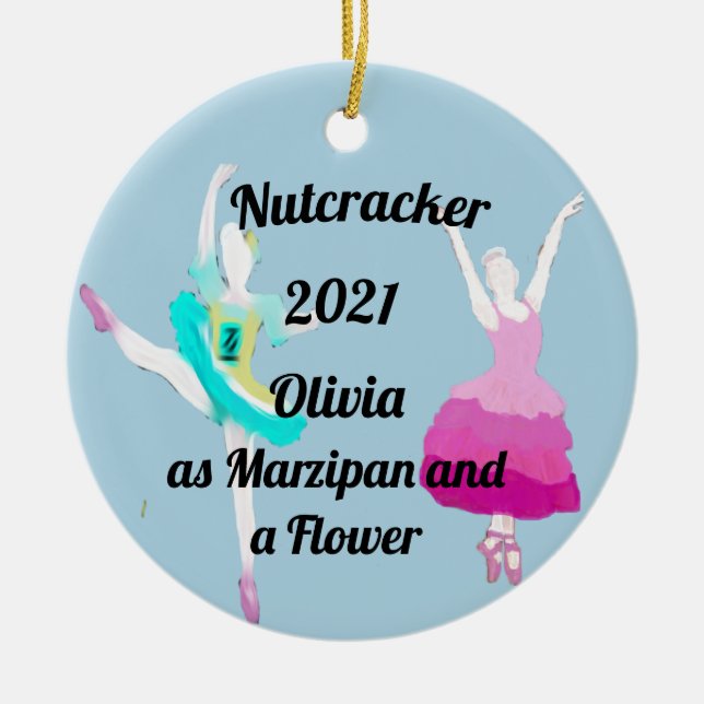 Nutcracker Ornament-Marzipan och en blomkeramik Julgransprydnad Keramik (Framsidan)