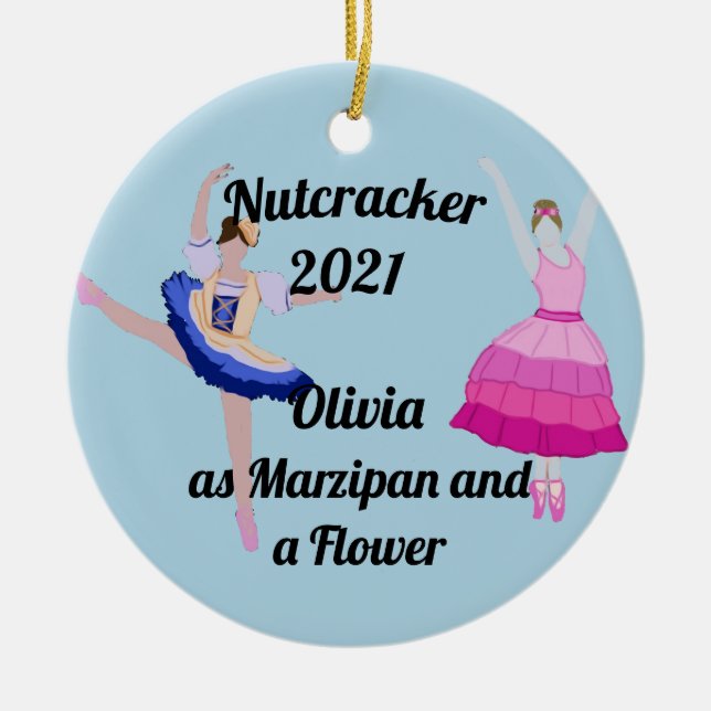 Nutcracker Ornament-Marzipan och en blomma Julgransprydnad Keramik (Framsidan)