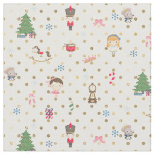 Nutcracker på White och Guld Polka Dot Tyg