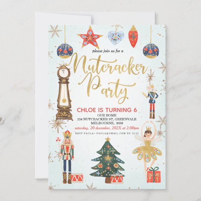 Nutcracker Party Birthday-inbjudan Inbjudningar (Framsida)