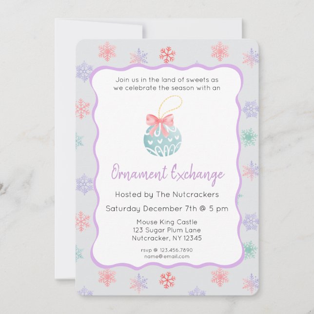 Nutcracker Pastel-julprydnadsväxling Inbjudningar (Framsida)