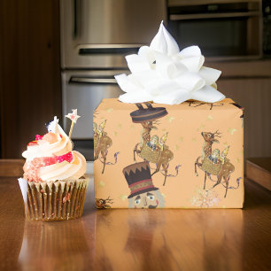Nutcracker Peach Golden Snöflingor Presentpapper
