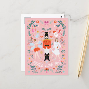Nutcracker Peach Peace Kärlek Joy julvykort Vykort