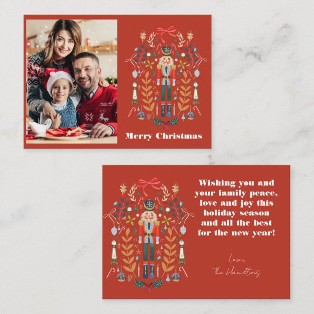 Nutcracker Photo jul Anpassningsbar Hälsning Card Anteckningskort (Fram/baksida)