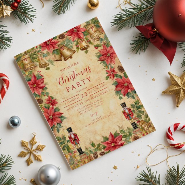 Nutcracker Poinsettia jul Inbjudningar (Skapare uppladdad)