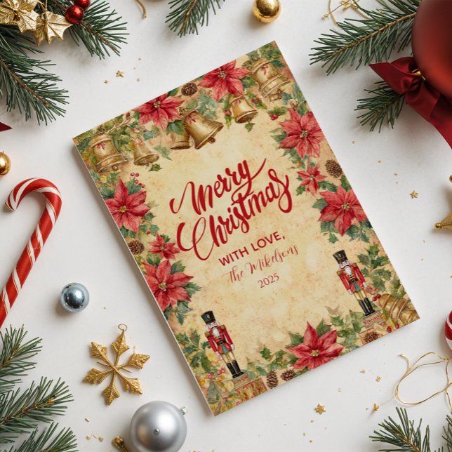 Nutcracker Poinsettia jul Julkort (Skapare uppladdad)