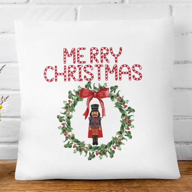 Nutcracker Red Bow Festive-juldekalen Kudde (Skapare uppladdad)