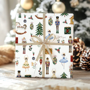 Nutcracker red guld ballerina födelsedagsfest presentpapper