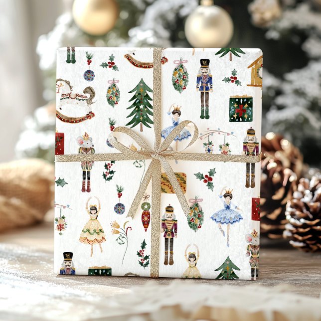 Nutcracker red guld ballerina födelsedagsfest presentpapper (Skapare uppladdad)