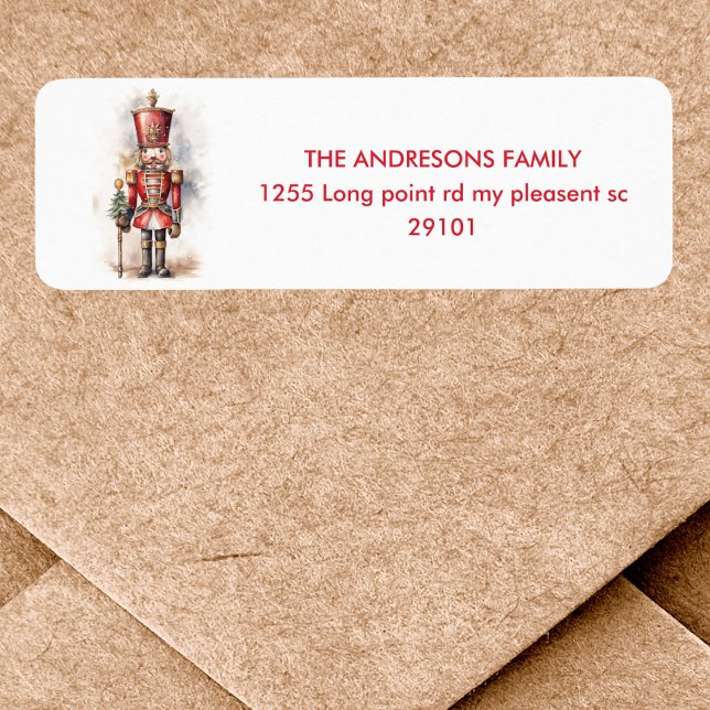 Nutcracker Red Magic Birthday | festlig Returadress Etikett (Skapare uppladdad)