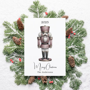 Nutcracker-retro, vit, enkel jul julkort