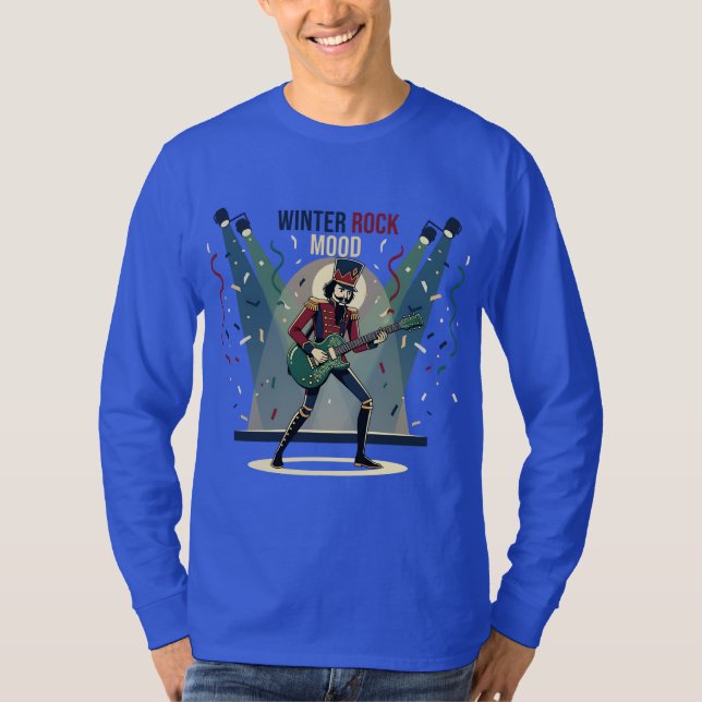 Nutcracker Rocker – Winter Music Art T Shirt (Framsida)