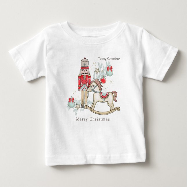 Nutcracker Rocking Horse Julgran T Shirt (Framsida)