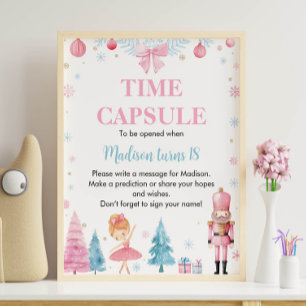 Nutcracker Rosa Ballet Birthday Time Capsule-tecke Poster