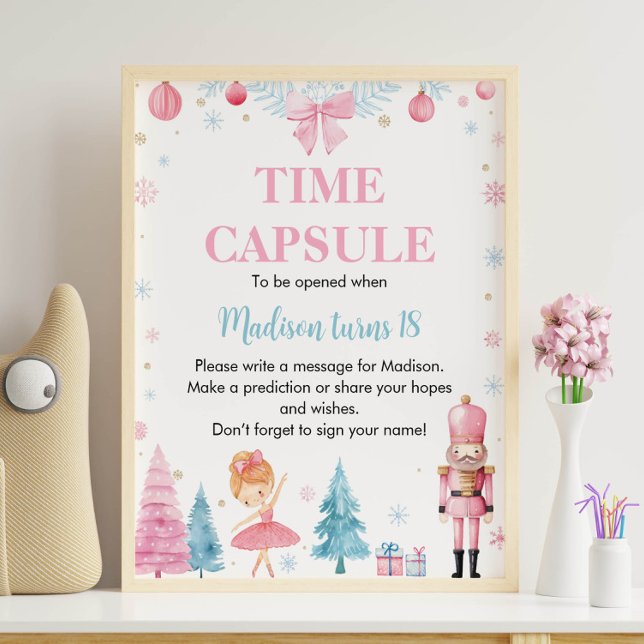 Nutcracker Rosa Ballet Birthday Time Capsule-tecke Poster (Skapare uppladdad)