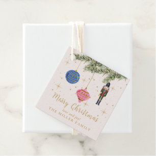 Nutcracker, rosa gåvor etiketter