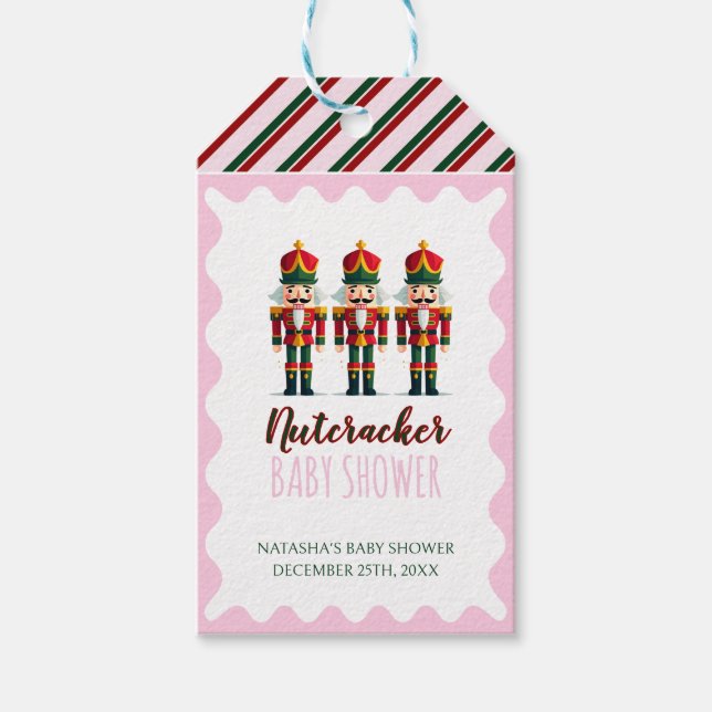Nutcracker Rosa Girl Girl Baby Shower Presentetikett (Framsidan)